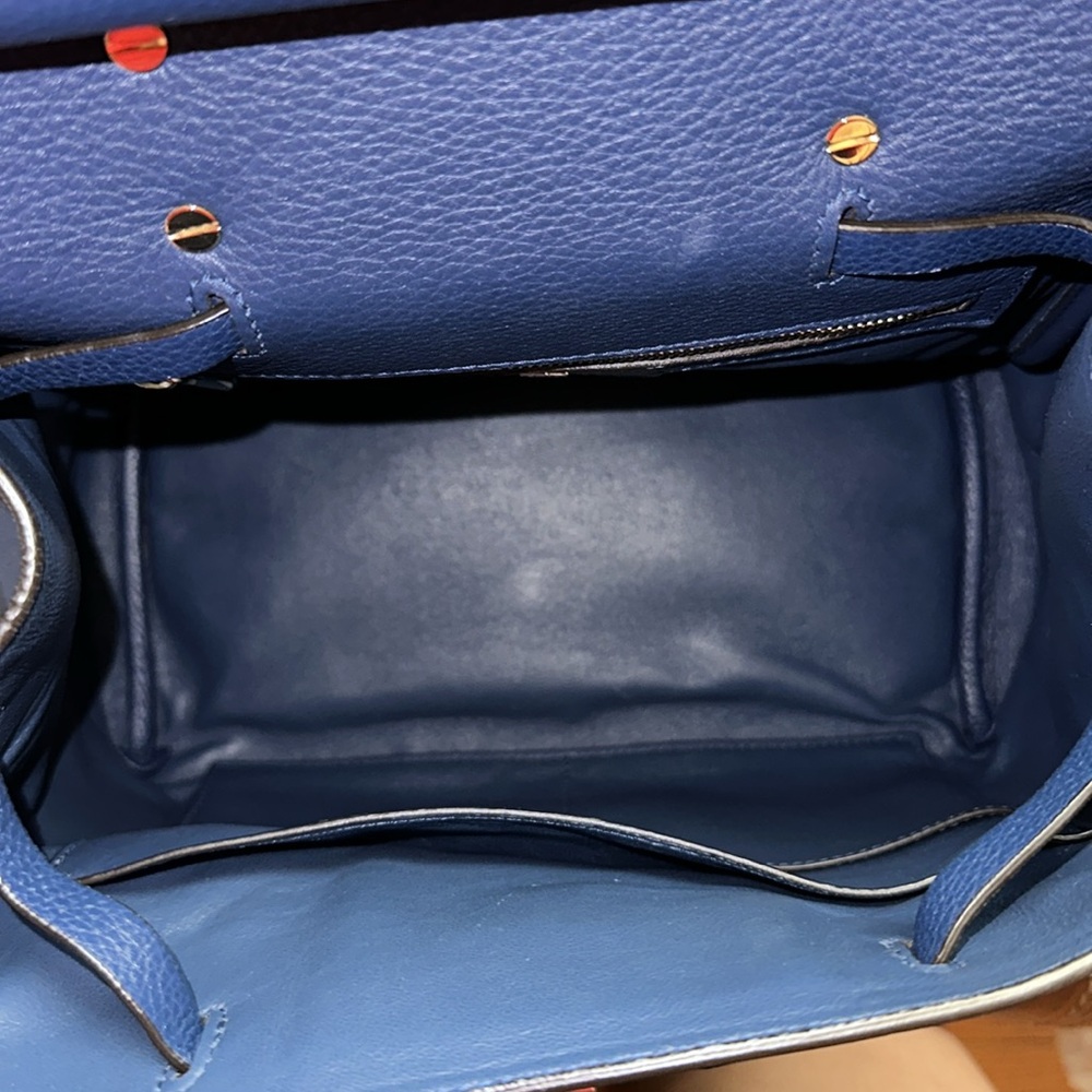 🔥🔥🔥Authentic Salvatore Ferragamo The Studio Blue Leather Studded Backpack - Picture 12 of 16